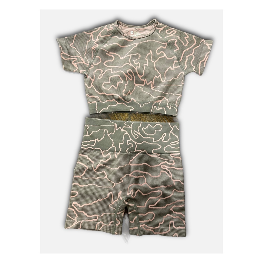 Crop top and bike short set